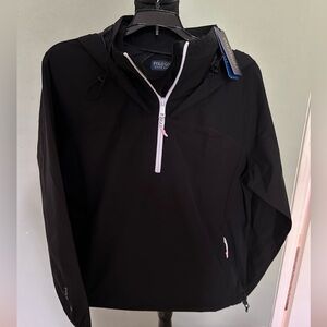 Polo‎ Ralph Lauren Golf S Women's black jacket zip pockets hood vent extras $228
